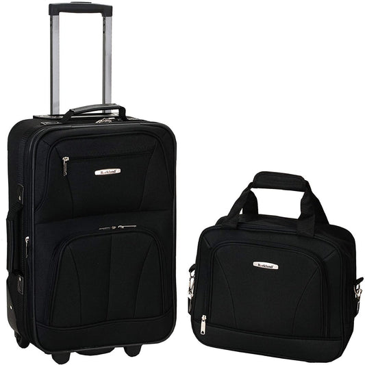 Fashion Soft - side Upright Luggage Set, Black, 2 - Piece 14"/19" - Lily Bloom