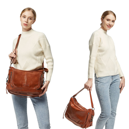 Women Soft Leather Hobo Handbags Shoulder Purse Ladies Casual Crossbody Satchel Bag - Lily Bloom