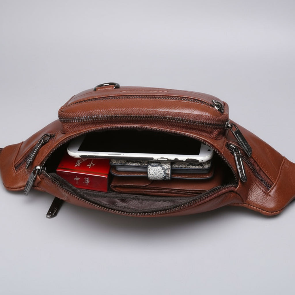 Genuine Leather Waist Chest Pouch Cross Body Bag Hip Bum Belt Pack - Lily Bloom