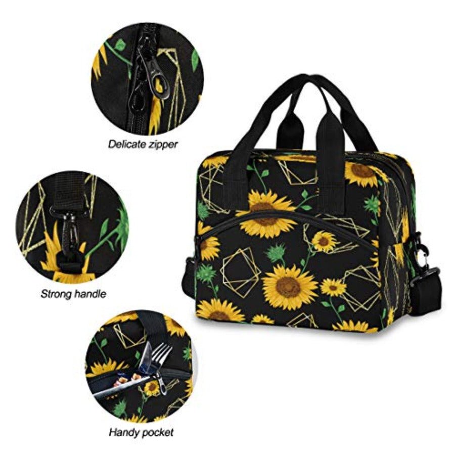 Geometric Sunflowers Thermal Cooler Lunch Bag - Lily Bloom