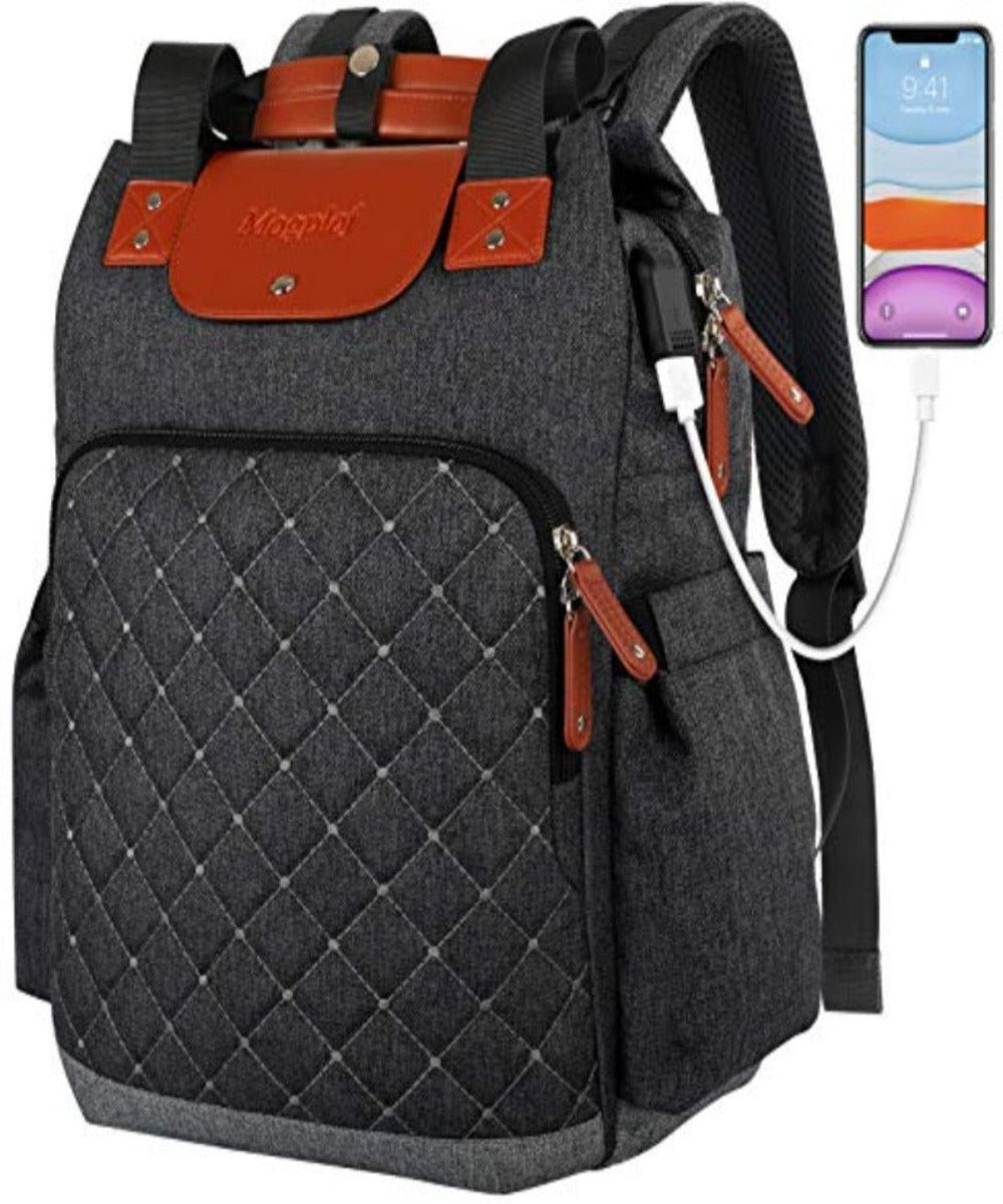 Laptop Shoulder Backpack 15.6" Waterproof Anti - theft USB Charging Port - Lily Bloom