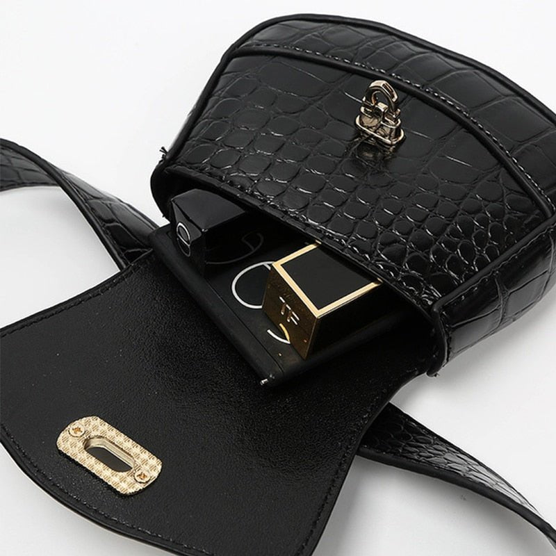 Leather Detachable Pouch Thin Belt Crocodile Pattern Waist Bag - Lily Bloom