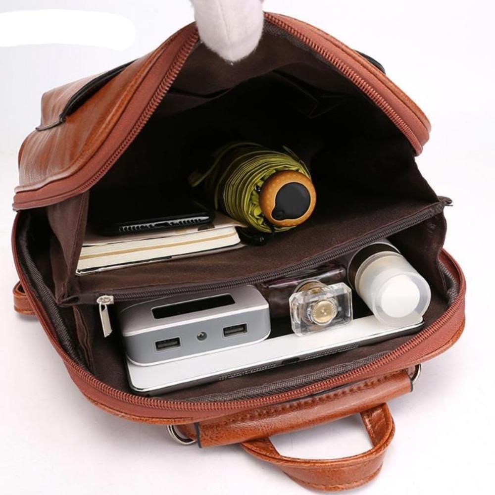 Leather Travel Satchel Shoulder School Backpack - Lily Bloom