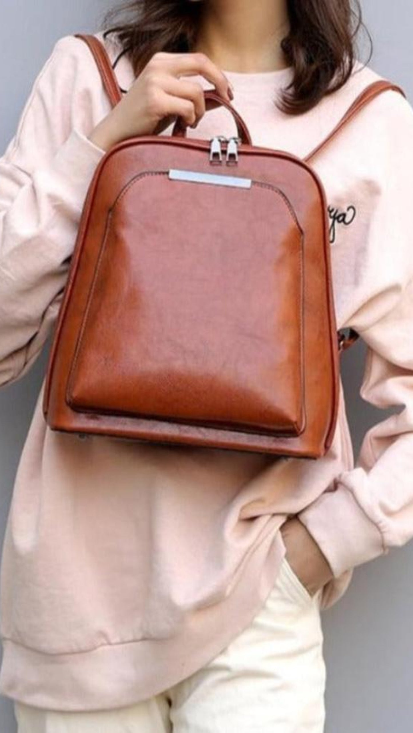 Leather Travel Satchel Shoulder School Backpack - Lily Bloom