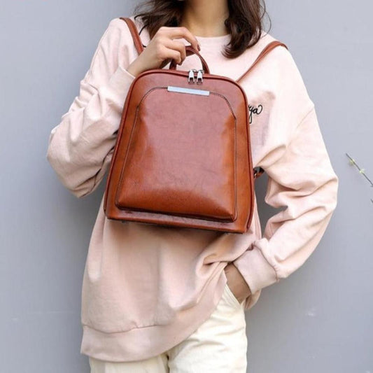 Leather Travel Satchel Shoulder School Backpack - Lily Bloom