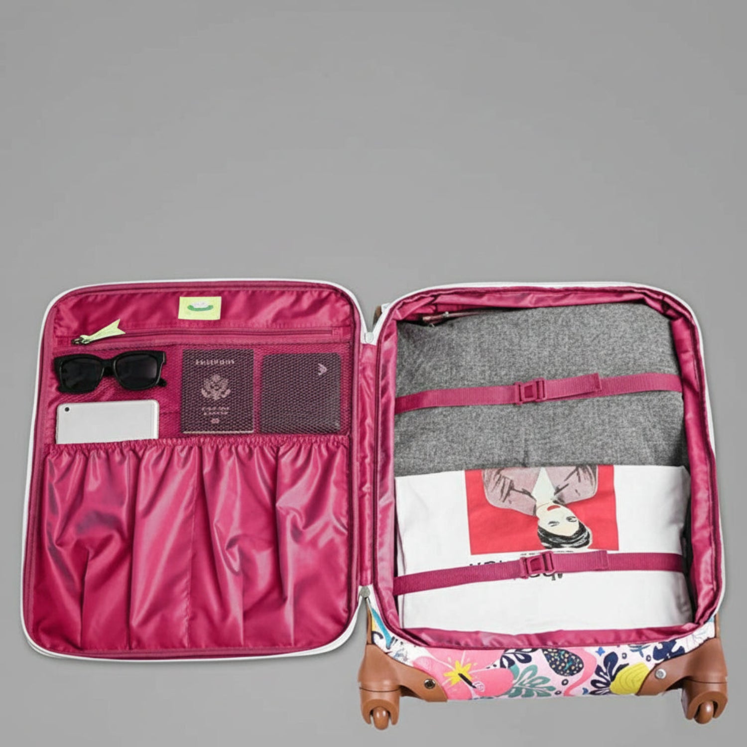 lily bloom elephant rain backpack Carry On Expandable Design Pattern Suitcase With Spinner Wheels 20 in Bliss