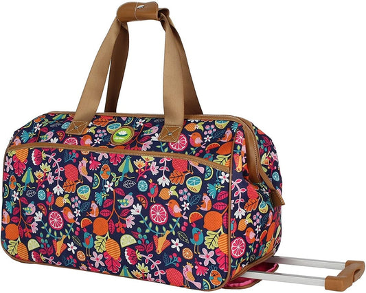 Lily Bloom Luggage Designer Pattern Suitcase Wheeled Duffel Carry On Bag 22in - Lily Bloom
