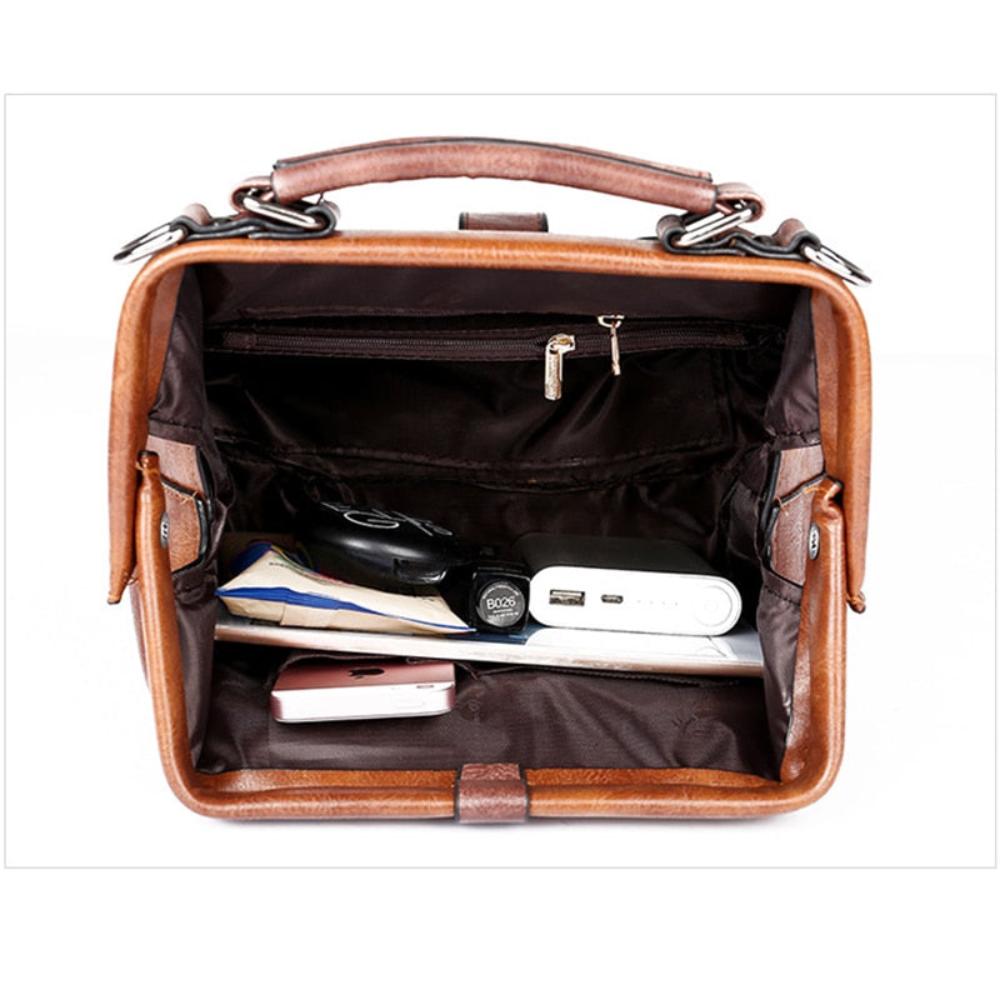 Lock Chain Rivets Leather Cross - body Shoulder Bag - Lily Bloom