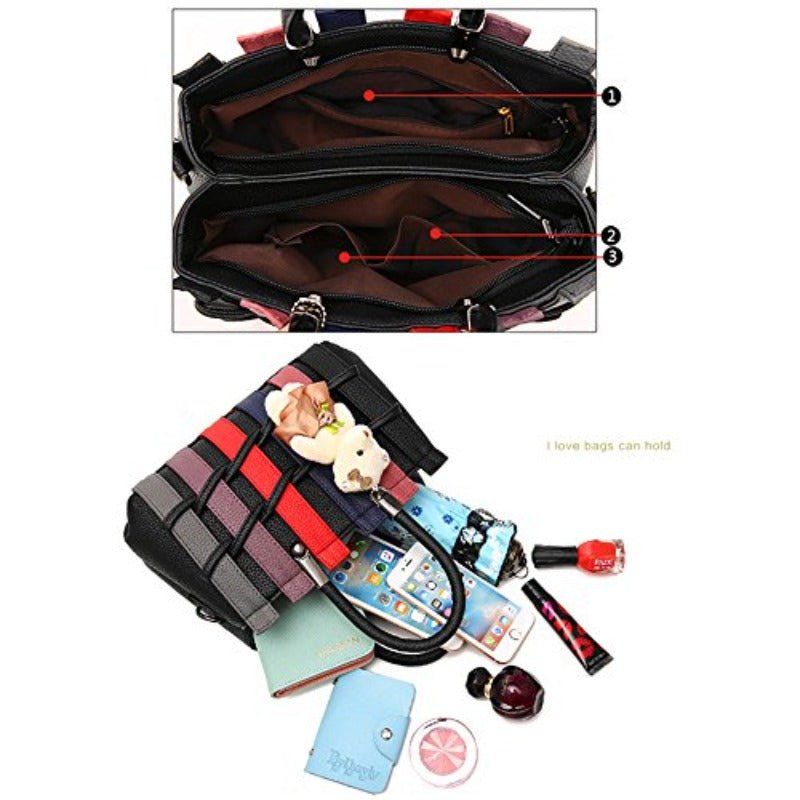 Luxury Patchwork Cute Bear Leather Shoulder Handbag - Lily Bloom