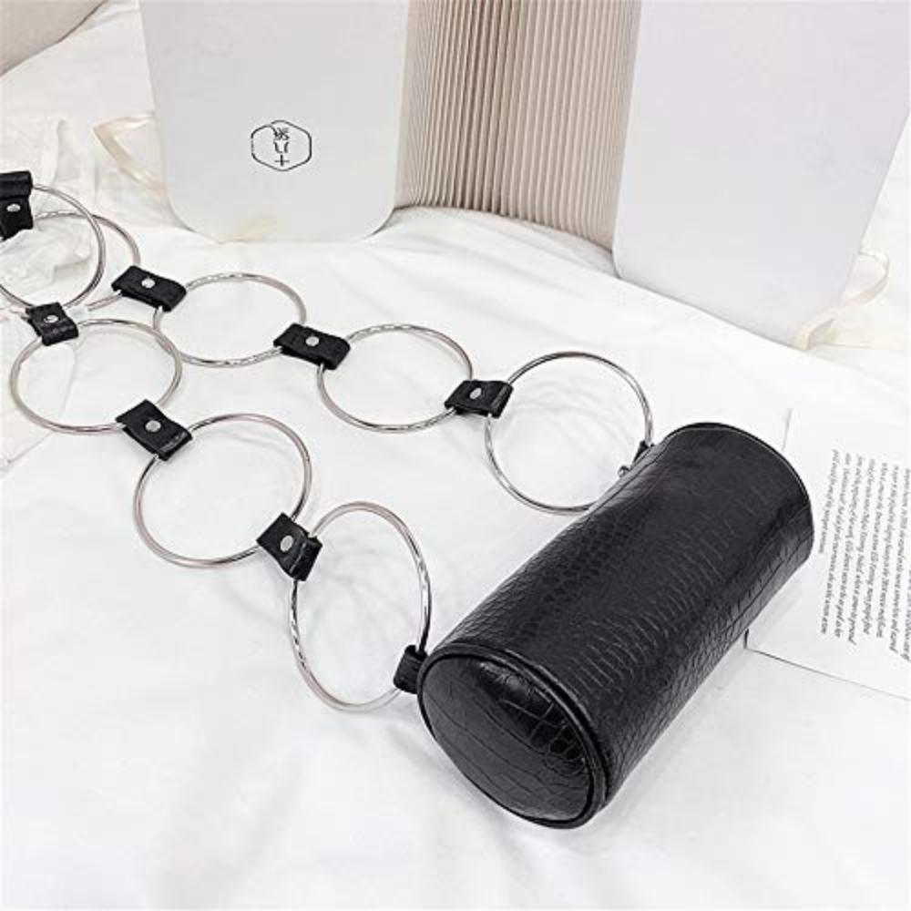 Metal Ring Cylindrical Black Crossbody Bag - Lily Bloom