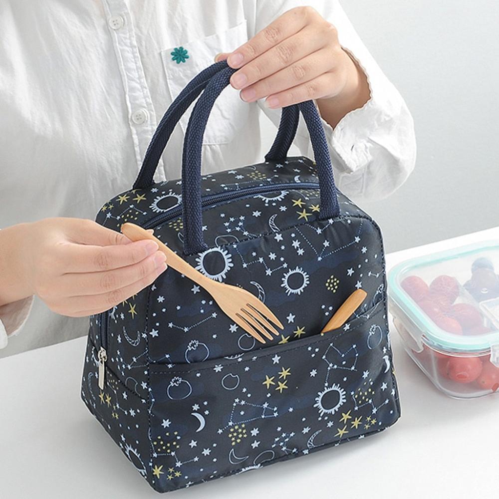 Portable Reusable Cold Insulated Lunch Picnic Travel Handbag - Lily Bloom