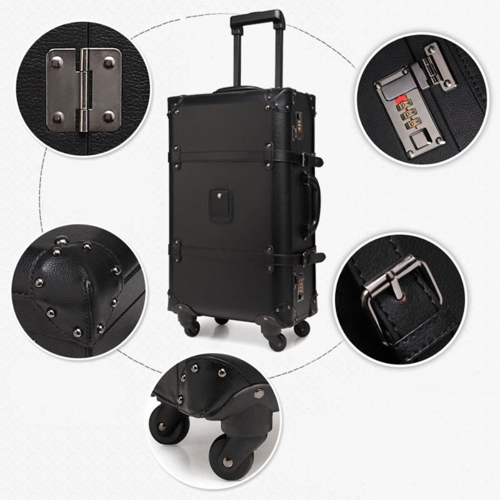 Retro Design High Grade Strong Sturdy Trolley Boarding Waterproof Suitcase - Lily Bloom
