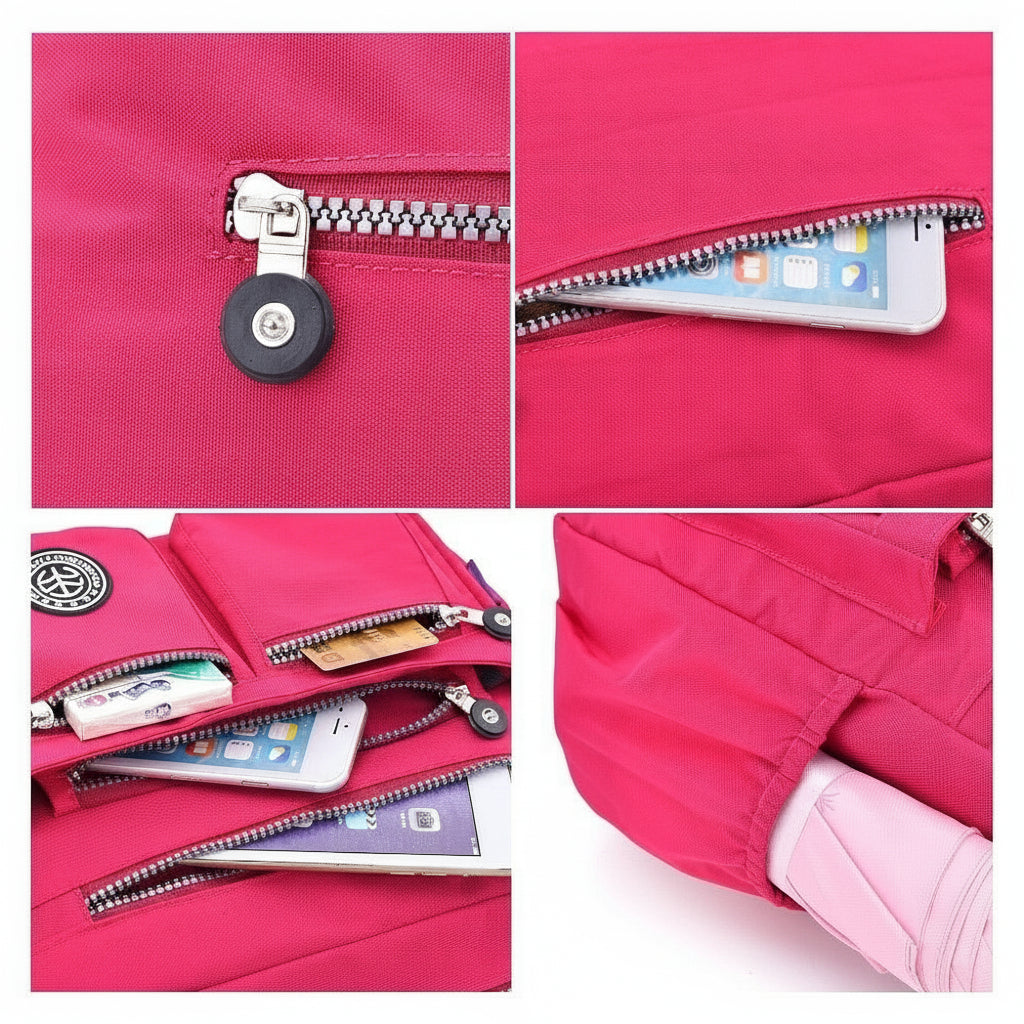 Shoulder Waterproof Nylon Handbag Zipper Purse Crossbody Bag - Lily Bloom