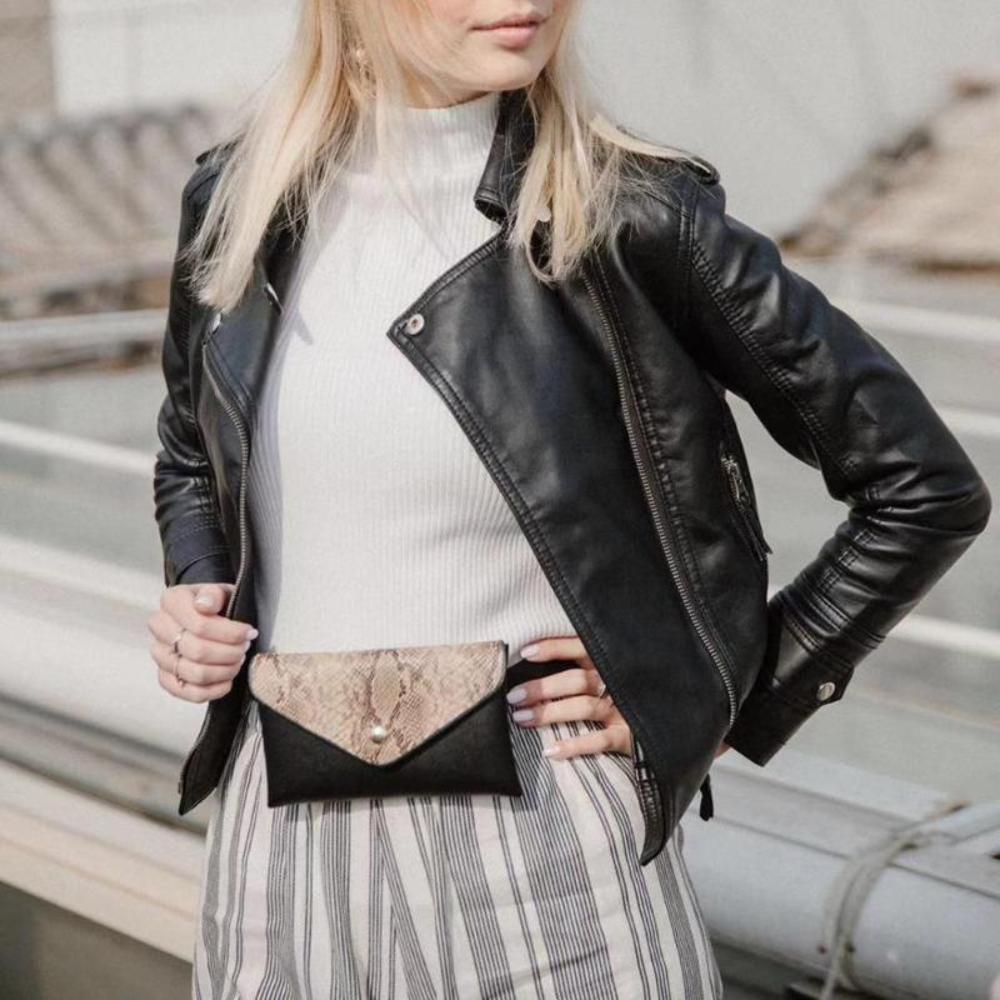 Snake Pattern Shoulder Waist Belt Flap Leather Crossbody - Lily Bloom