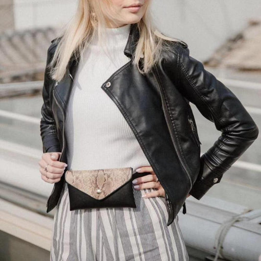 Snake Pattern Shoulder Waist Belt Flap Leather Crossbody - Lily Bloom