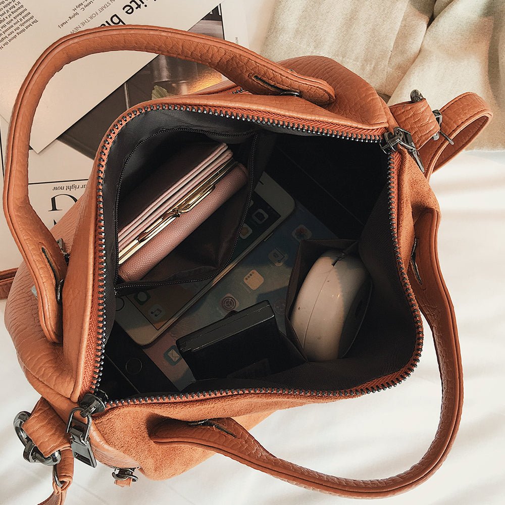 Top Handle High Quality Leather With Rivets Tote Shoulder Bag - Lily Bloom