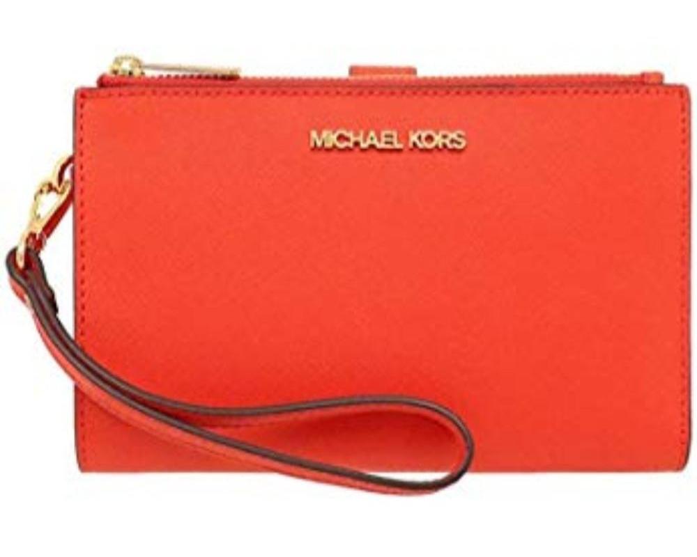 Travel Double Zip Saffiano Leather Wrist - let Wallet - Lily Bloom