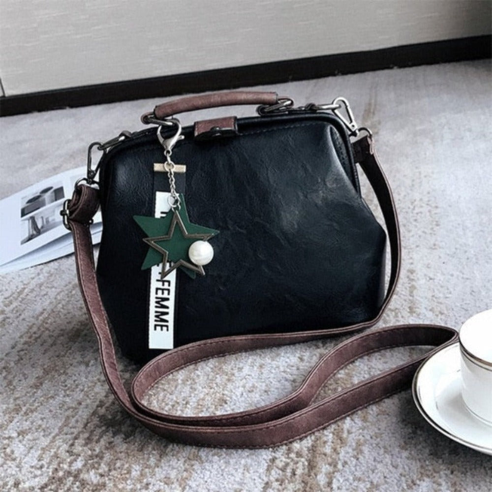 Star Pendant Tassel Rivets Leather Cross-body Shoulder Bag - Lily Bloom