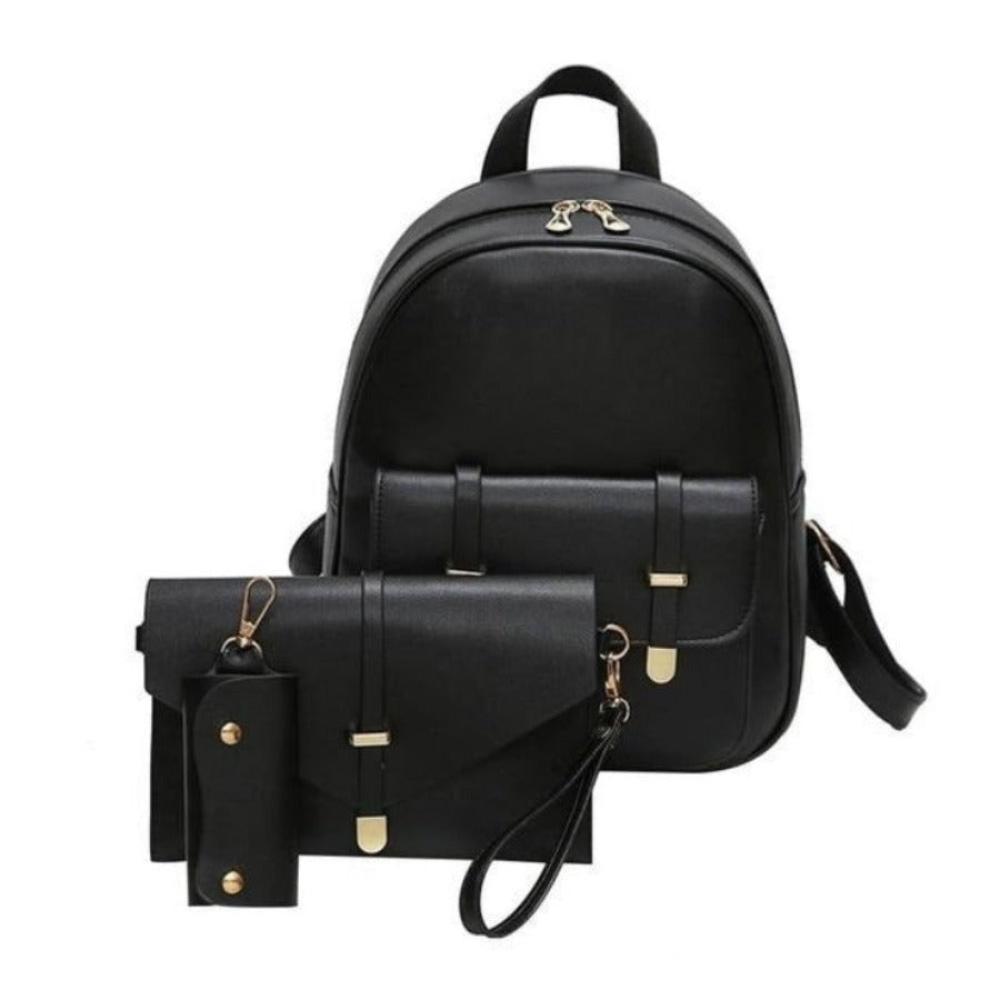 3 pcs Set Leather Shoulder Mini Backpack - Lily Bloom