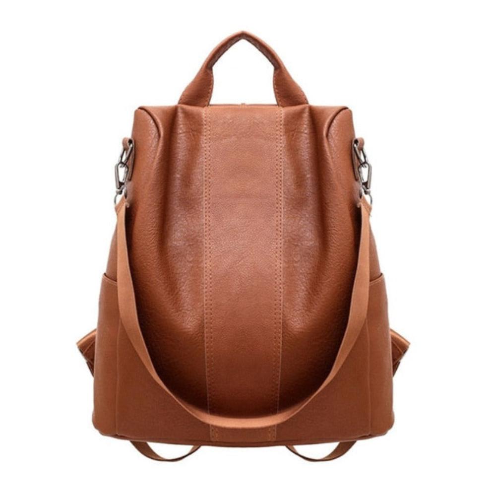 Stylish Travel Backpack Leather Zipper Schoolbag Anti Theft - Lily Bloom