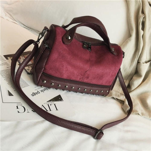 Top Handle Shoulder Bag With Rivets High Quality Leather Large capacity Tote Bag - Lily Bloom