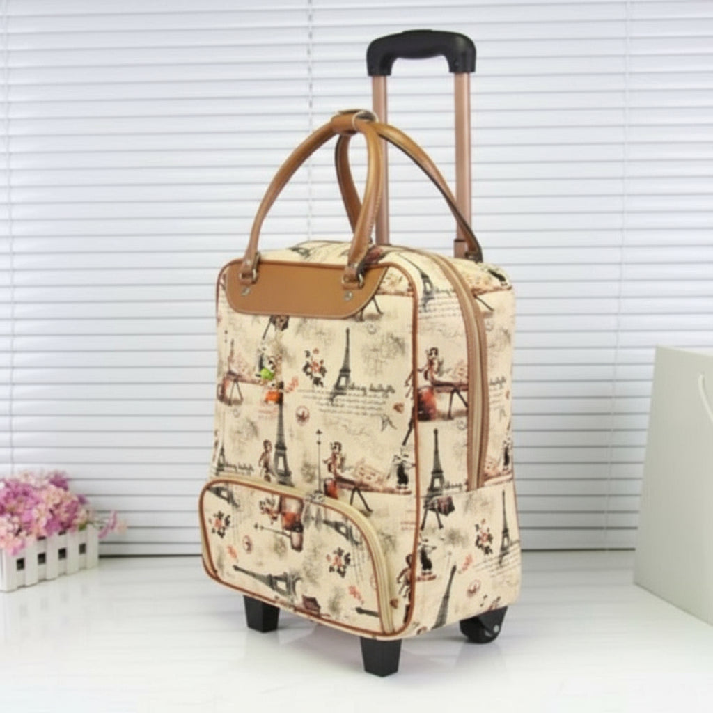 Waterproof High Capacity Travel Bag Thick Style Rolling Suitcase Trolley With Wheels - Lily Bloom