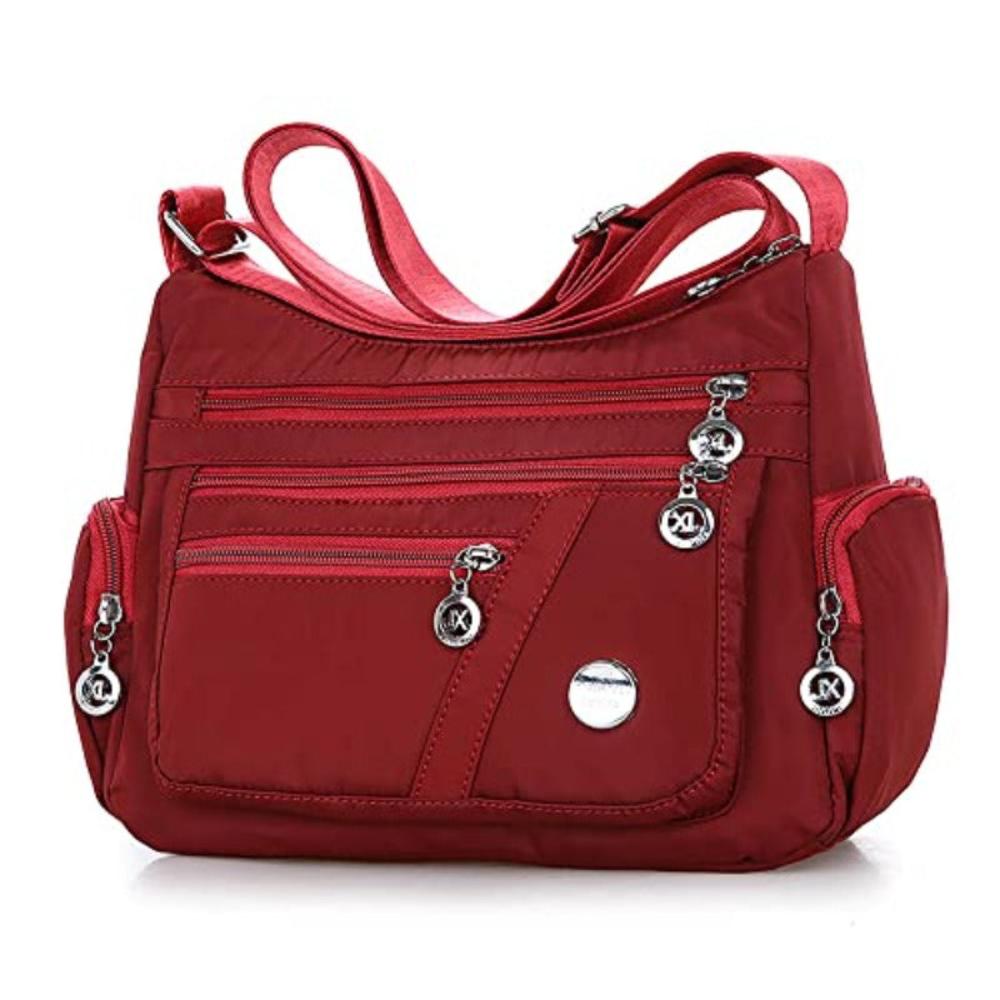 Women's Shoulder Lightweight Crossbody Multiple Pockets Messenger Bag - Lily Bloom