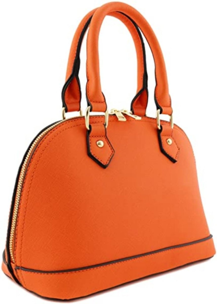 Zip - Around Classic Dome Saffiano Leather Satchel - Lily Bloom